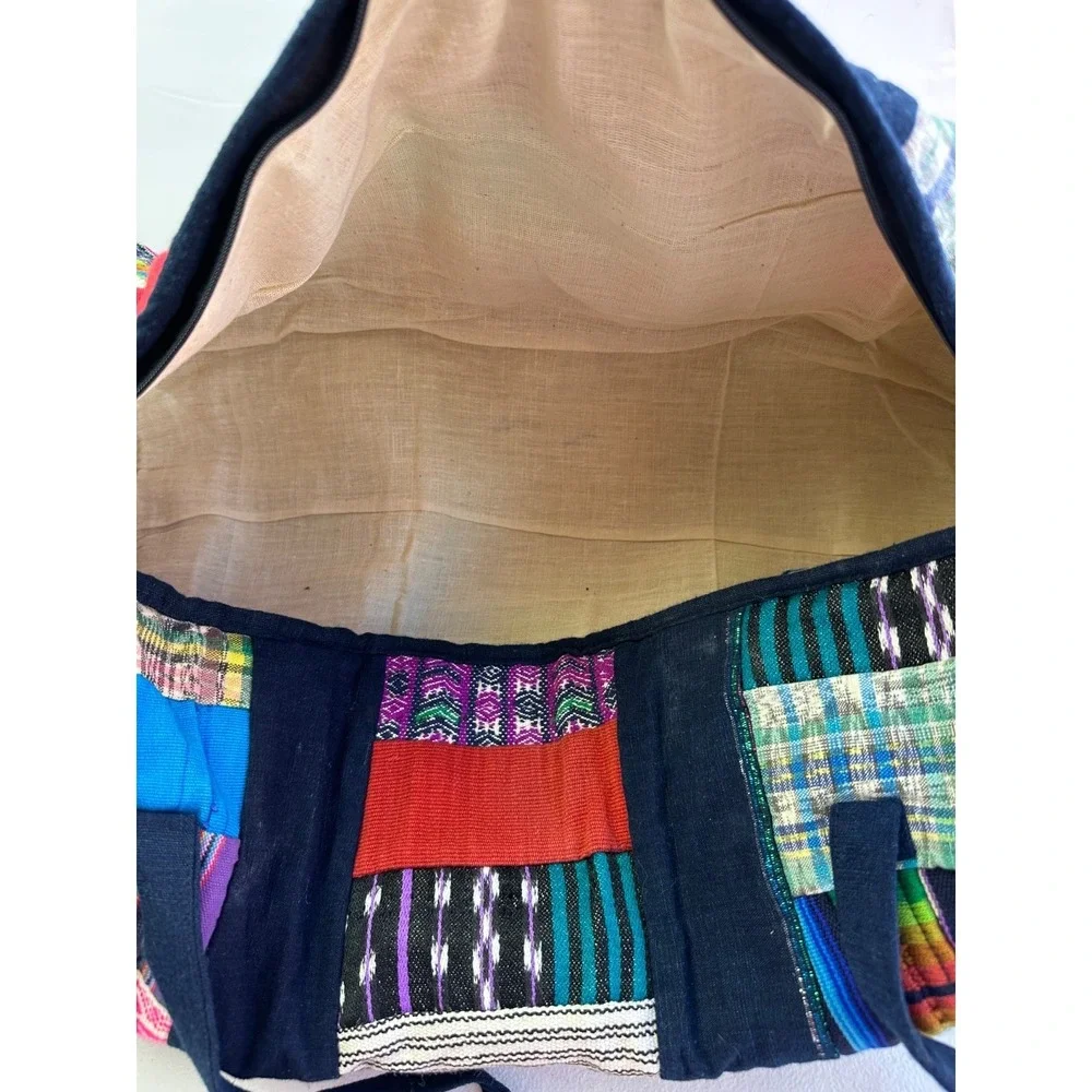 Guatemalan Large Hippie Duffel Bag‎ Embroidered Quilted Patchwork Overnight Gym
